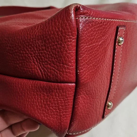 Dooney & Bourke Red Pebble Leather Hobo Shoulder Bag - Picture 7 of 10